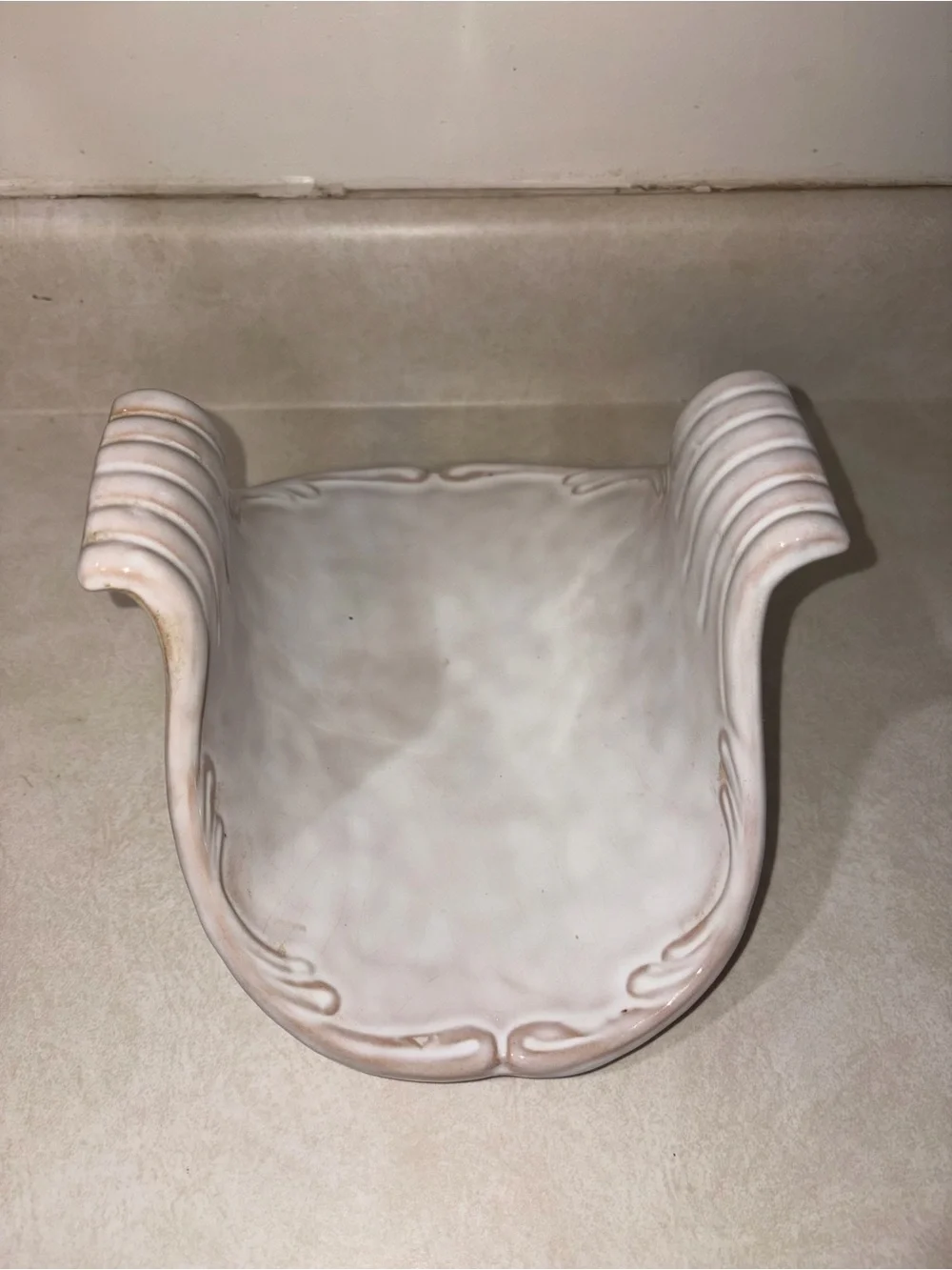Vintage P.V. Italy Ceramic Footed Serving Dish White Italian Pottery